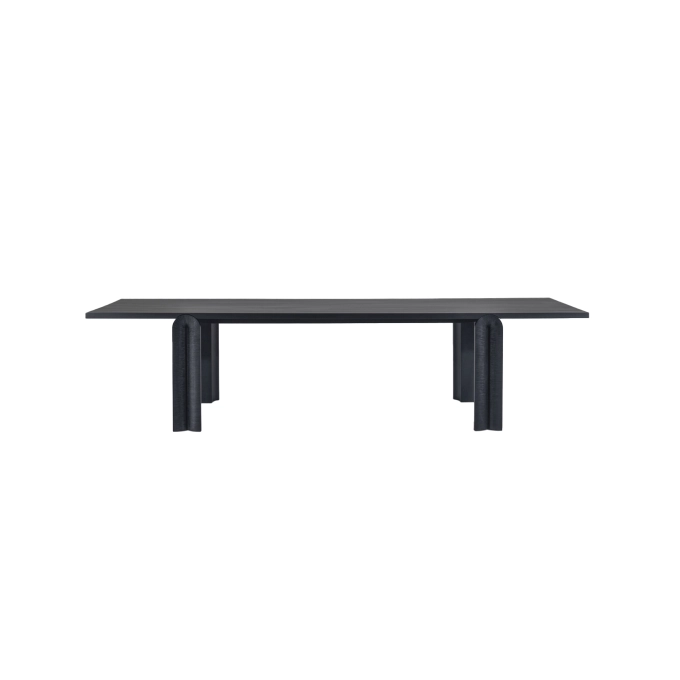Dining Table NAVE Black Maple carved grooves ZANAT