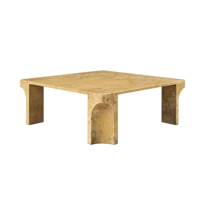 Table basse DORIC 80x80 Marbre Ambre Miel GUBI