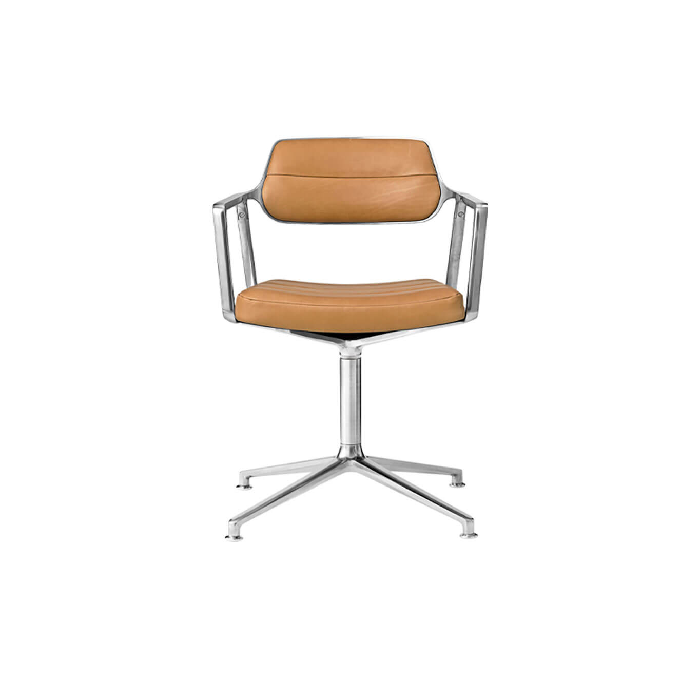 SWIVEL CHAIR 453 à patins Cuir Camel / Aluminium poli VIPP