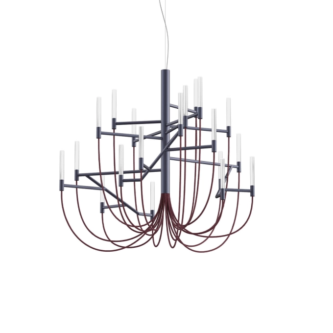 Suspension ALLUMETTE L Gris Charbon / Bordeaux FOSCARINI