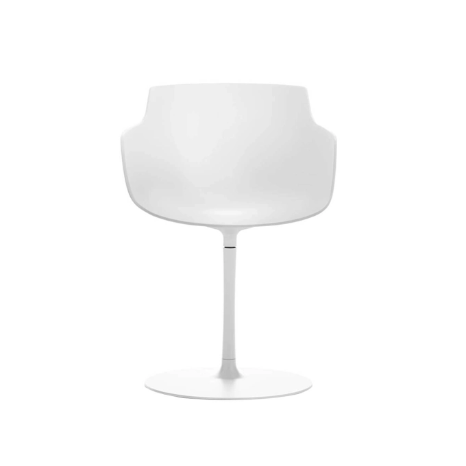 Dining Chair FLOW with armrests Central Foot White MDF ITALIA