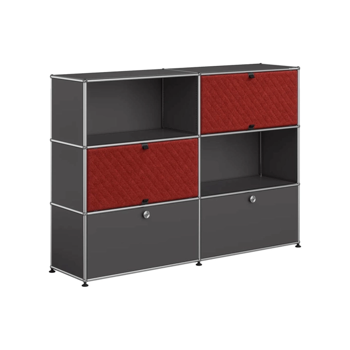 Storage Unit USM HALLER M66 Anthracite/Soft Panel Red USM HALLER