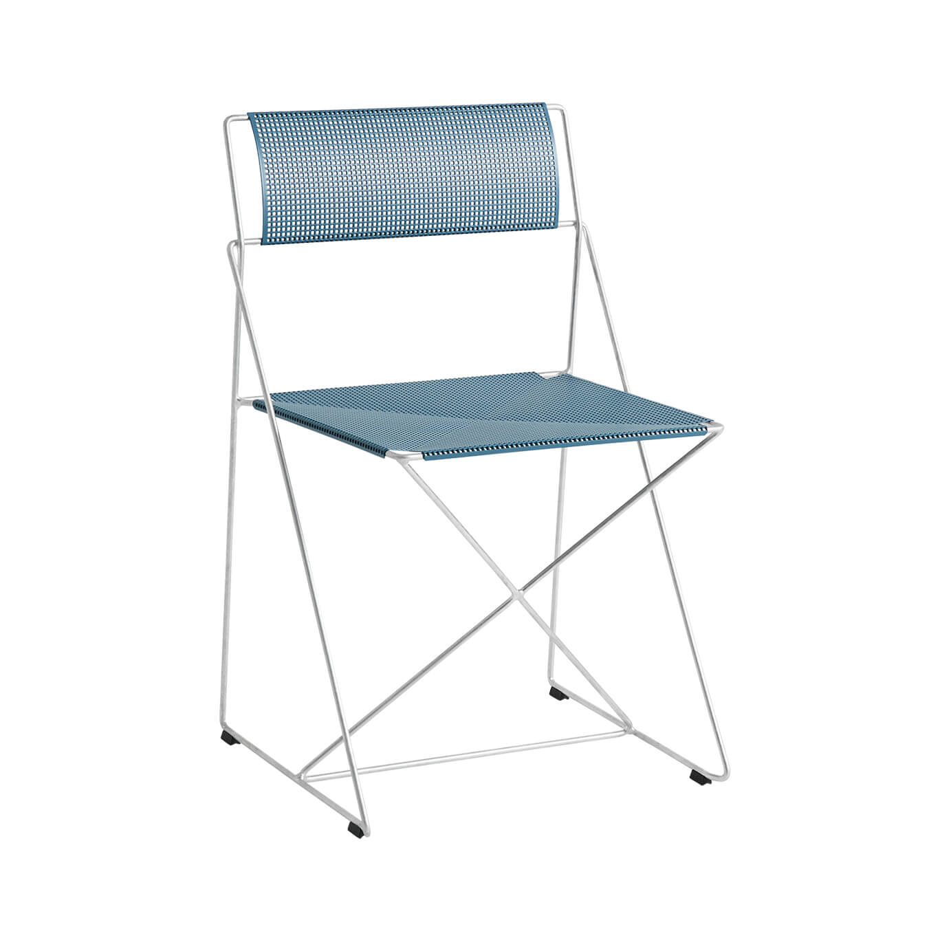 Outdoor Chair and Small Lounge Chair X-LINE blue galvanised HAY