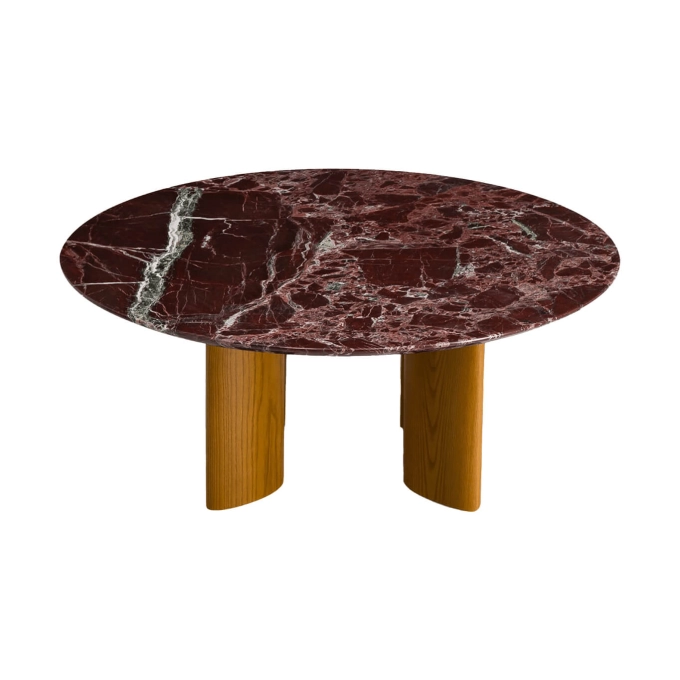 Table basse CARLOTTA Marbre Rouge / Iroko THE SOCIALITE FAMILY