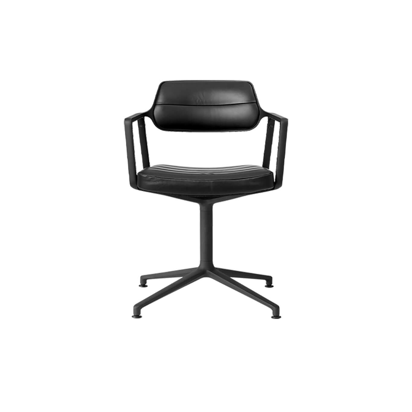SWIVEL CHAIR 453 à patins Cuir Noir / Aluminium peint Noir VIPP