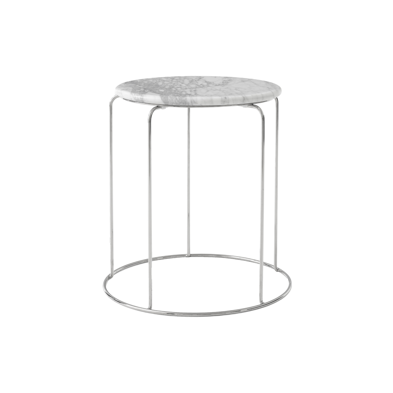 Table d'appoint guéridon WIRE STOOL VP11 avec plateau marbre Blanc Carrare AND TRADITION