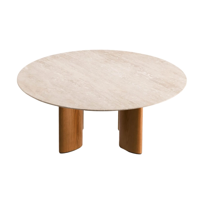 Table basse CARLOTTA Travertin / Iroko THE SOCIALITE FAMILY