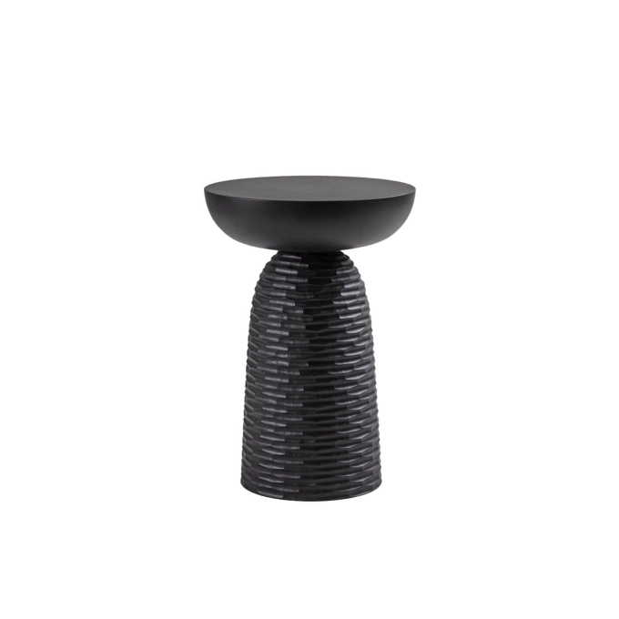 Tabouret NERA base pleine à  découpes sculptées Érable noir ZANAT