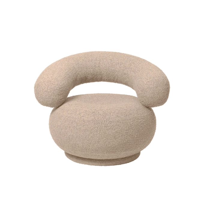 Fauteuil ORBO Pivotant Raw Bouclé Naturel FERM LIVING