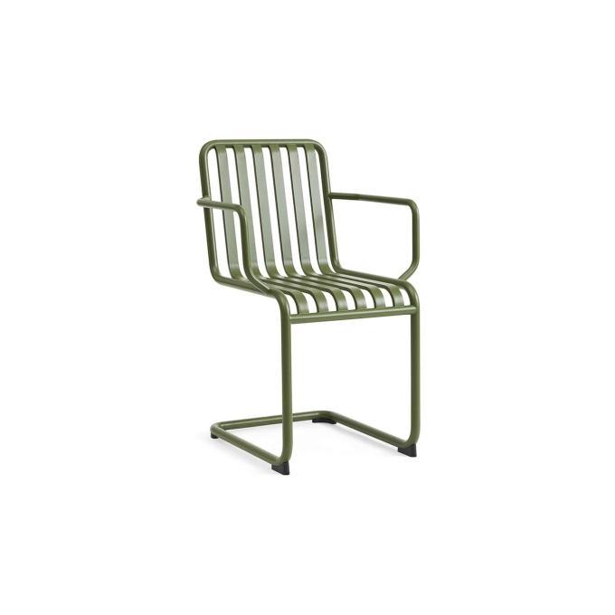 Chaise extérieure PALISSADE CANTILEVER avec accoudoirs Vert olive HAY