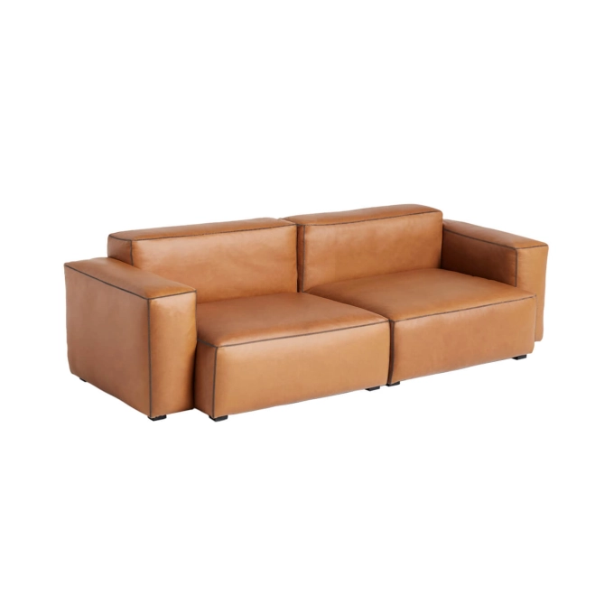 Canapé MAGS SOFT accoudoirs bas 2,5 places Sense Cognac HAY