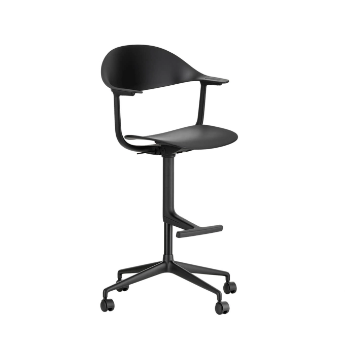 Bar Stool MYNT HIGH  4-star base and castors Plastic Black VITRA