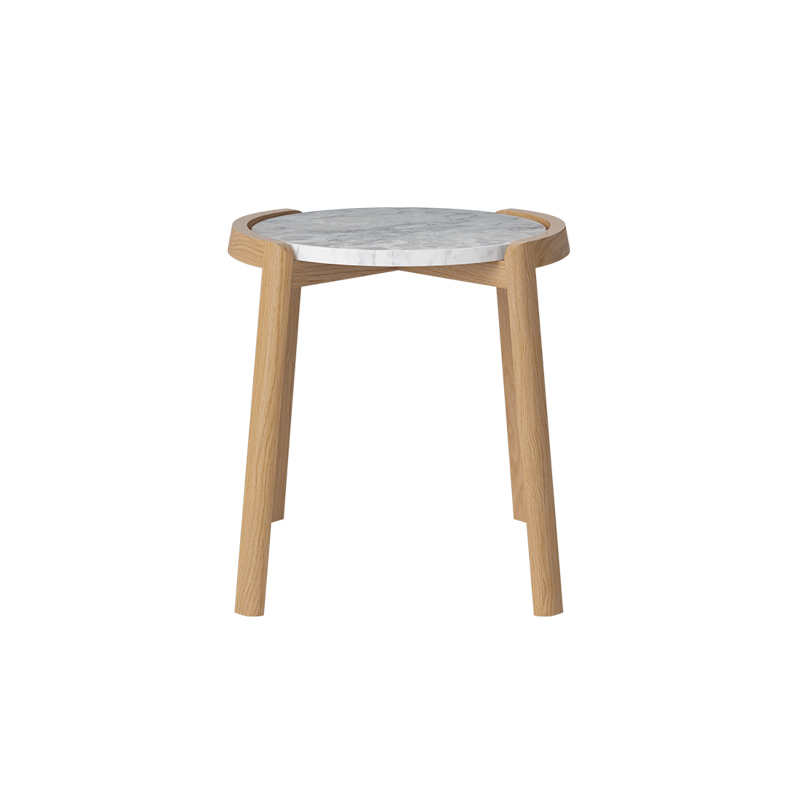 Table d'appoint guéridon MIX Ø 46 Marbre gris blanc BOLIA