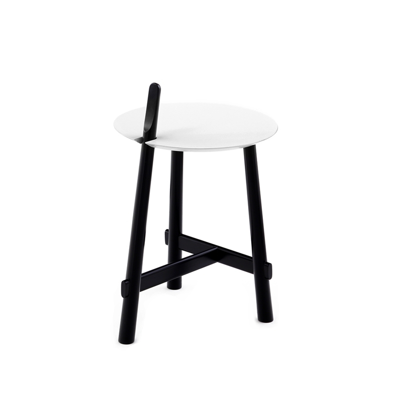Table d'appoint guéridon ALTAY Plateau blanc  Piètement noir COEDITION