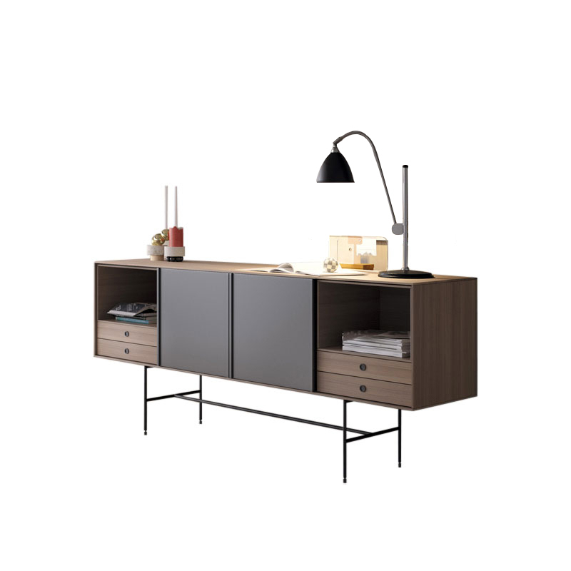 Meuble de rangement AURA  L 196 x H 98 Noyer / Vert mousse / Graphite TREKU