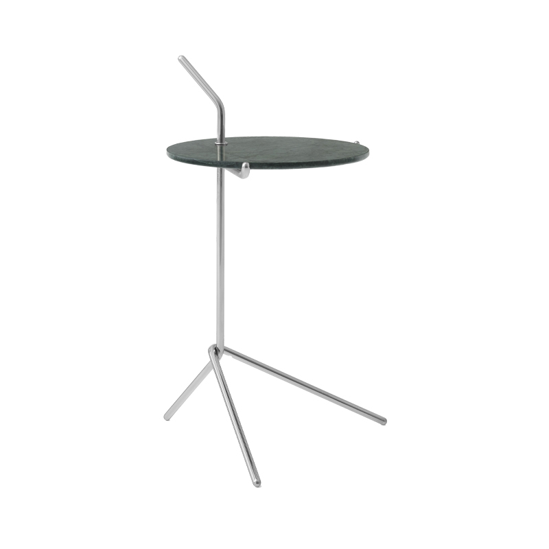 Table d'appoint guéridon HALTEN SH9 Marbre Vert Guatemala / Acier inoxydable AND TRADITION