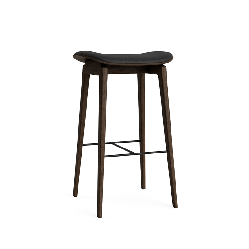 Tabouret haut NY11 Cuir Ultra Black 41599/ chêne fumé foncé NORR11