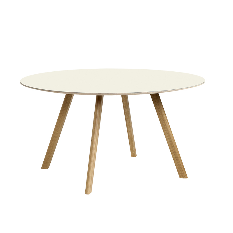 Table COPENHAGUE ROUND TABLE CPH25  Ø140 Lino blanc cassé/ chêne vernis à base d'eau HAY