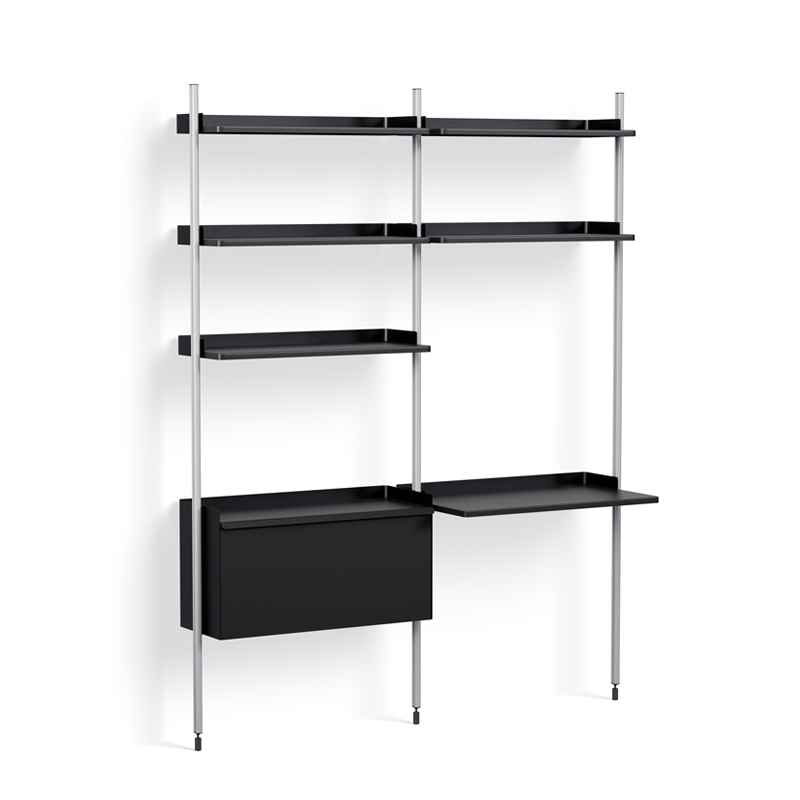 Bureau PIER SYSTEM 12 Noir/ aluminium HAY