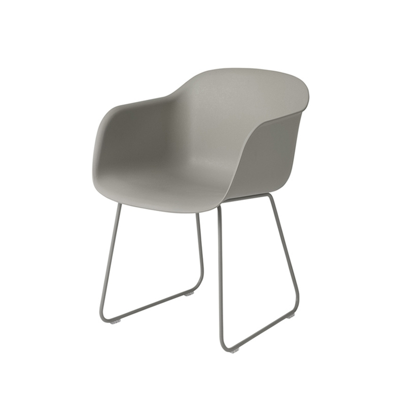 Chaise FIBER ARMCHAIR piètement traineau Gris MUUTO