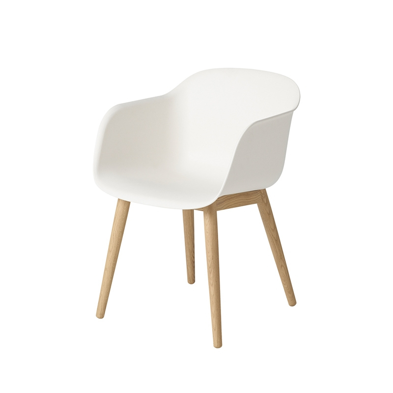 Chaise FIBER ARMCHAIR 4 pieds bois Blanc/ chêne MUUTO