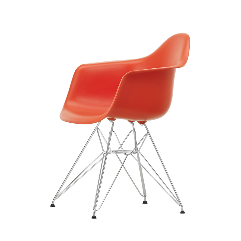 Chaise EAMES PLASTIC ARMCHAIR DAR pieds Tour Eiffel Rouge coquelicot RE VITRA