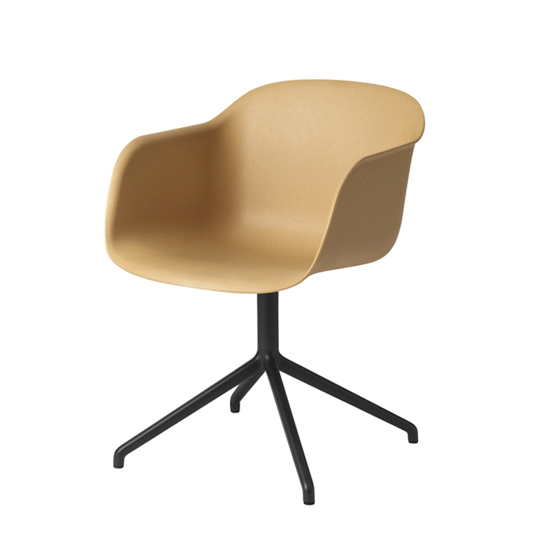 Chaise FIBER ARMCHAIR pied central Ocre/ noir MUUTO