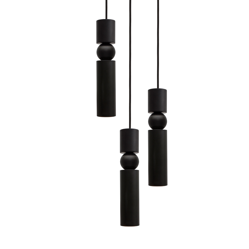 Suspension FULCRUM CHANDELIER 3 PIECES Noir mat LEE BROOM