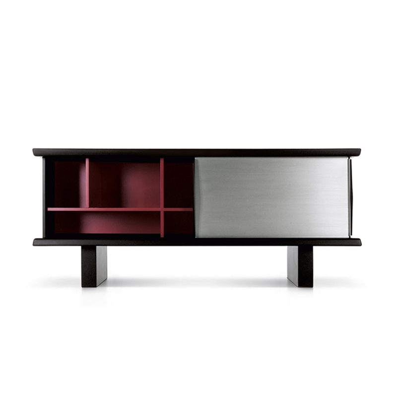 Meuble de rangement 513 RIFLESSO Extérieur noir  Intérieur bordeaux CASSINA
