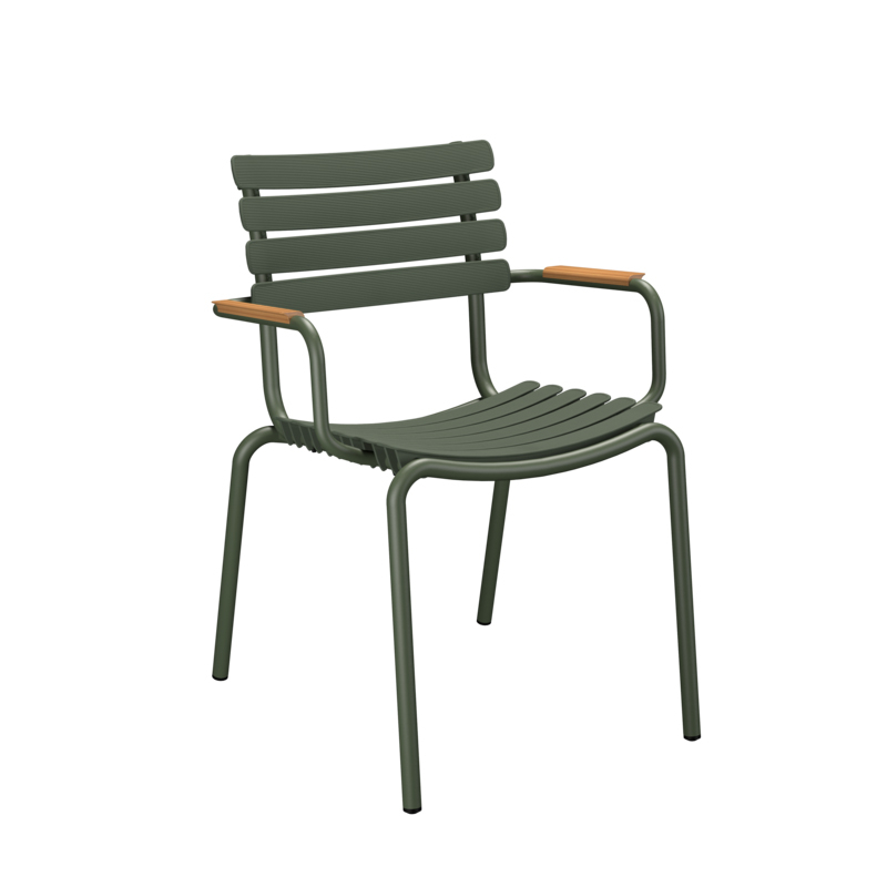 Chaise extérieur Chaise RECLIPS accoudoirs bambou Vert olive HOUE