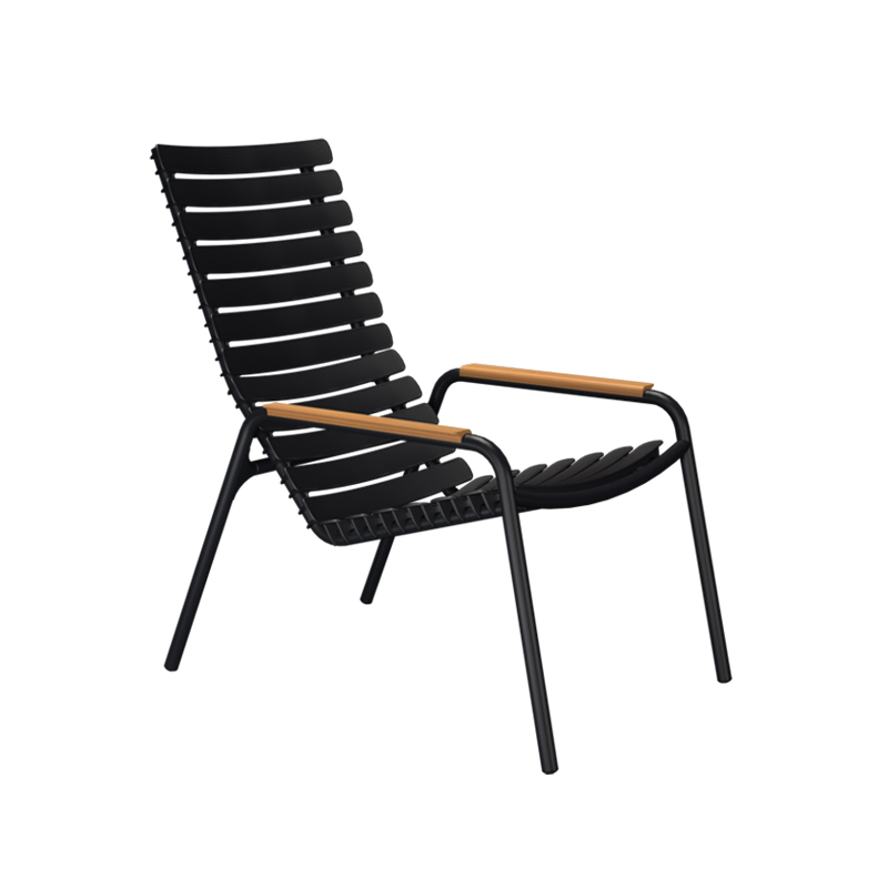 Fauteuil extérieur Fauteuil RECLIPS accoudoirs bambou Noir HOUE