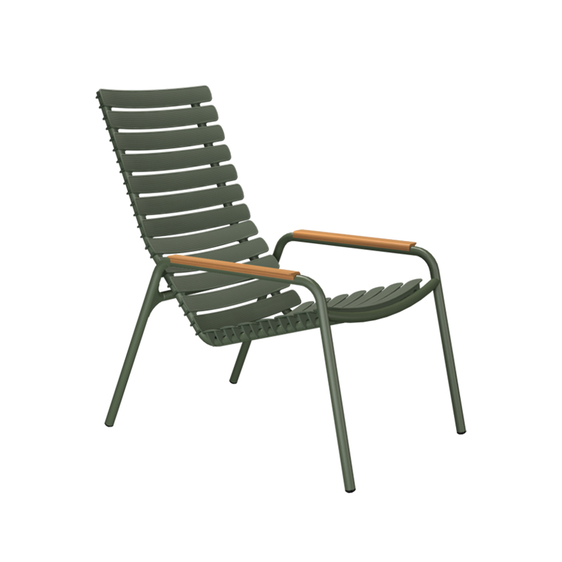 Fauteuil extérieur Fauteuil RECLIPS accoudoirs bambou Vert olive HOUE