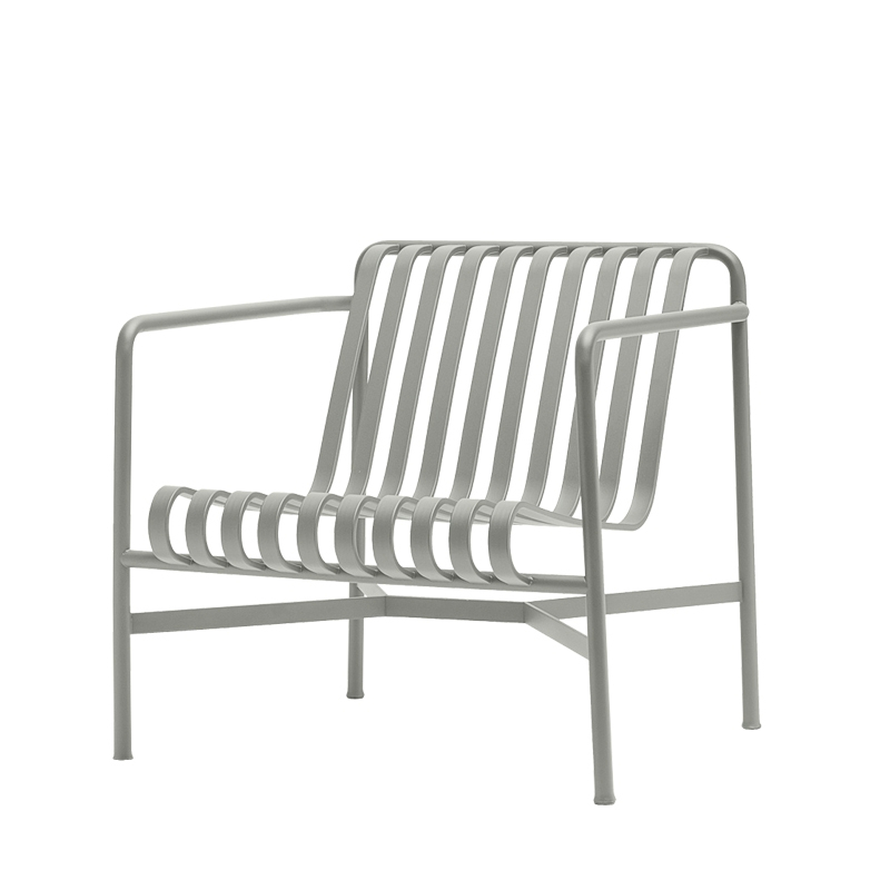 Fauteuil extérieur PALISSADE LOUNGE dossier bas Gris clair HAY