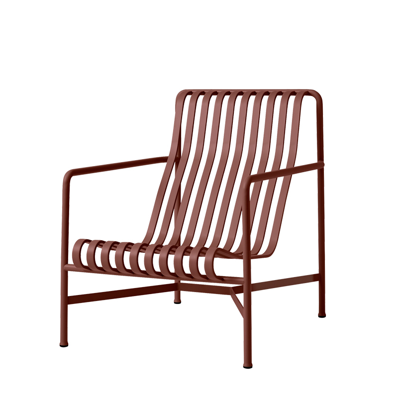 Fauteuil extérieur PALISSADE LOUNGE dossier haut Rouge fer HAY