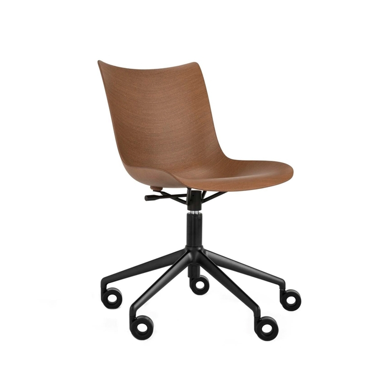 Fauteuil de bureau P/WOOD roulettes Bois foncé/ noir KARTELL