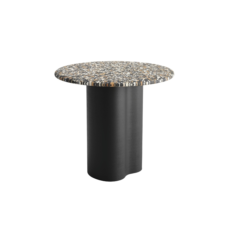 Table d'appoint guéridon GHIA Ø 50 pied central terrazzo Terrazzo foncé/ chêne noir ARPER