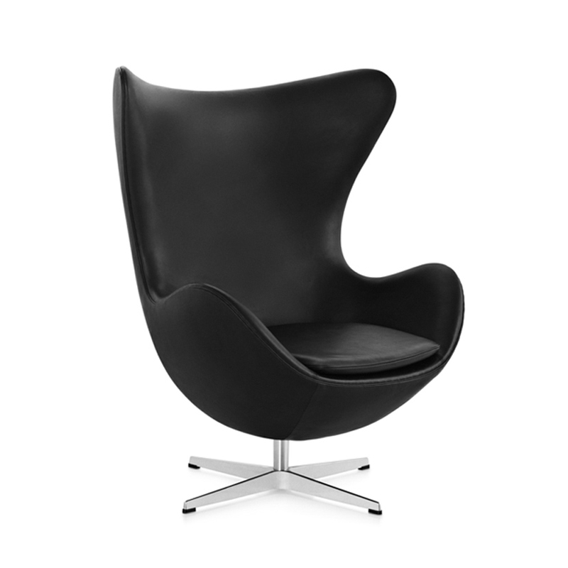 Fauteuil OEUF (EGG) Cuir Noir FRITZ HANSEN