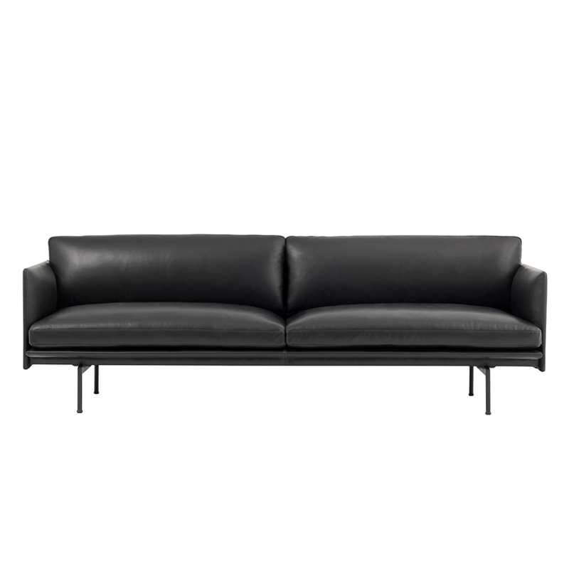 Canapé OUTLINE 3 places Cuir Noir MUUTO