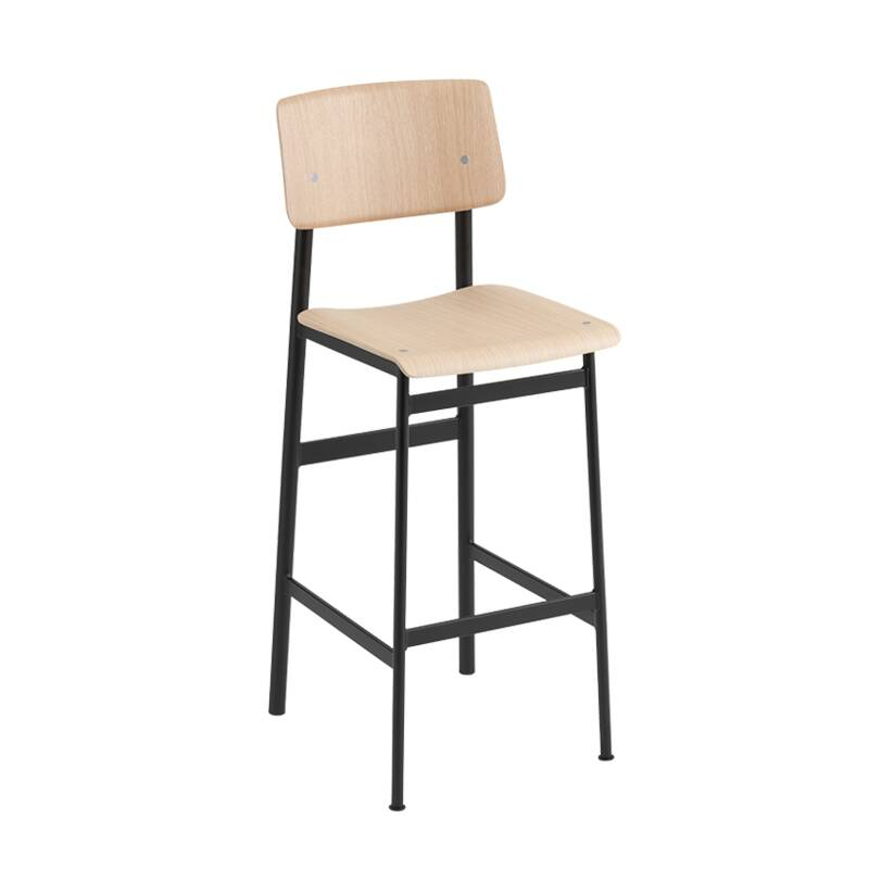 Tabouret haut LOFT BAR STOOL H75 Noir / chêne MUUTO