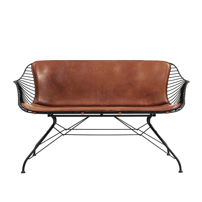 Canapé WIRE SOFA Noir/Cuir Elegance whiskey OVERGAARD & DYRMAN