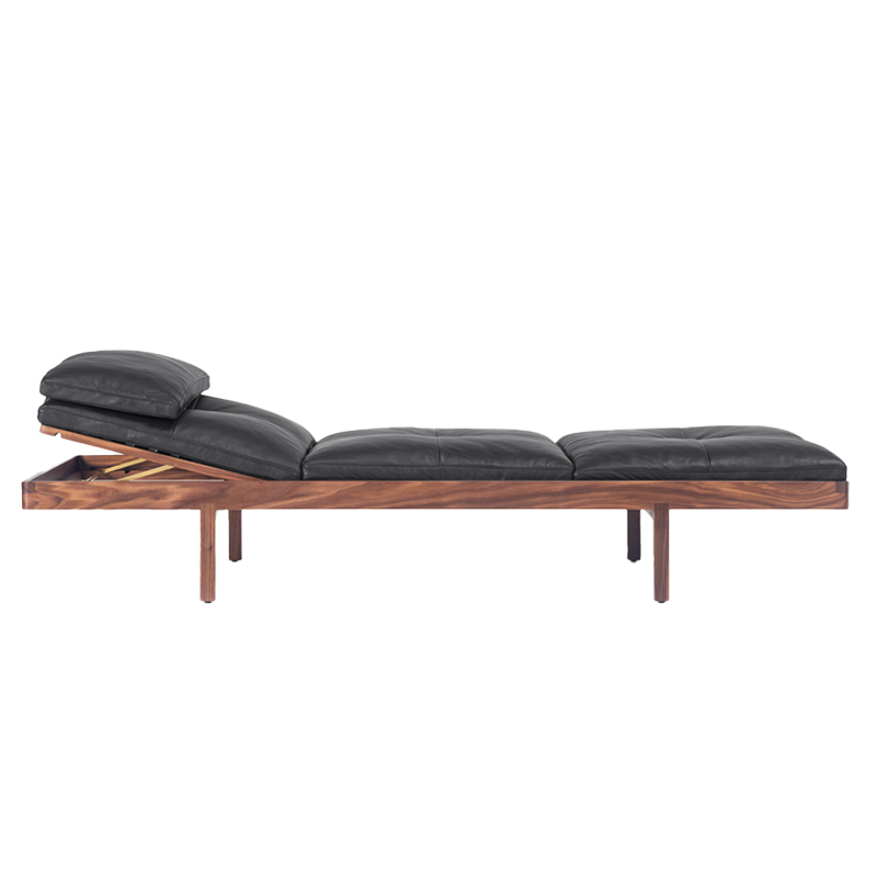 Canapé DAYBED Cuir Elegant noir/ noyer huilé BASSAMFELLOWS