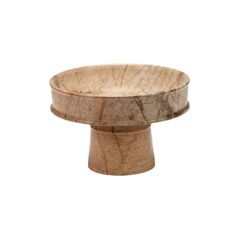 Centre de table & corbeille Plateau haut DUNE Marbre marron SERAX
