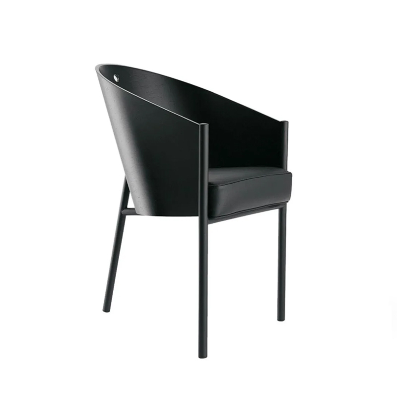 Chaise COSTES Ebène/ cuir noir DRIADE