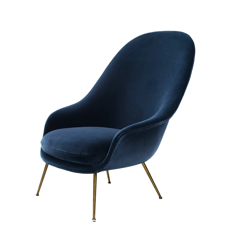 Fauteuil BAT LOUNGE dossier haut Velvet 4958 GUBI
