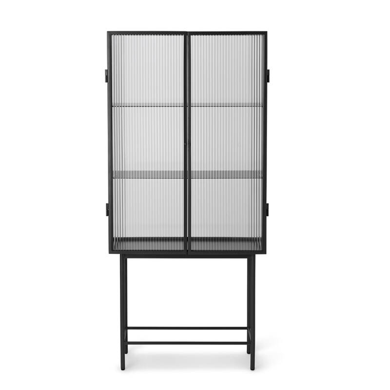 Meuble de rangement Vitrine HAZE verre cannelé Noir FERM LIVING