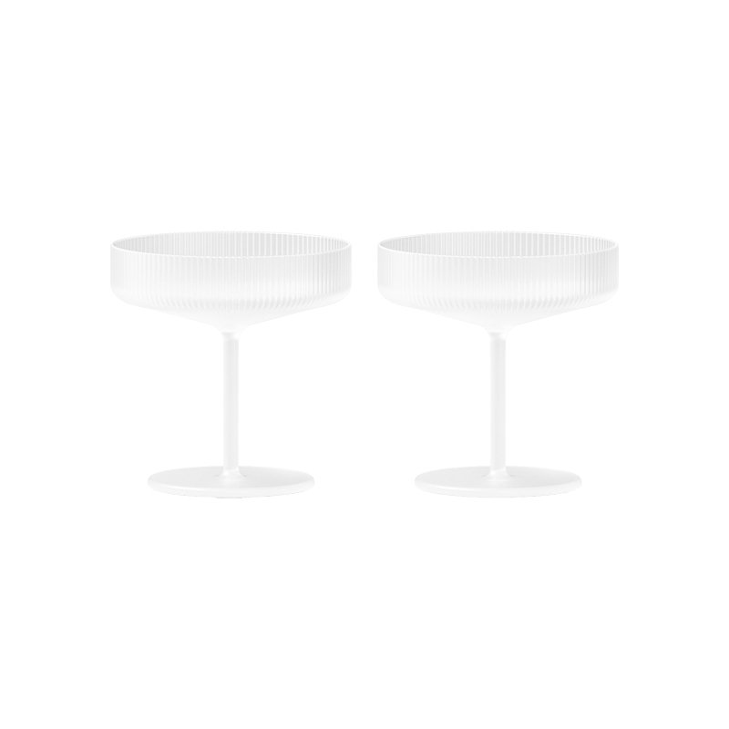 Carafe & verre Set de 2 coupes à Champagne RIPPLE Givré FERM LIVING