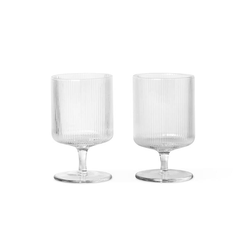 Carafe & verre Set de 2 verres à vin RIPPLE Transparent FERM LIVING