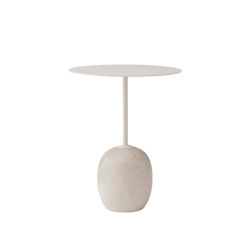 Table d'appoint guéridon LATO LN8 Blanc & marbre Diva crème AND TRADITION