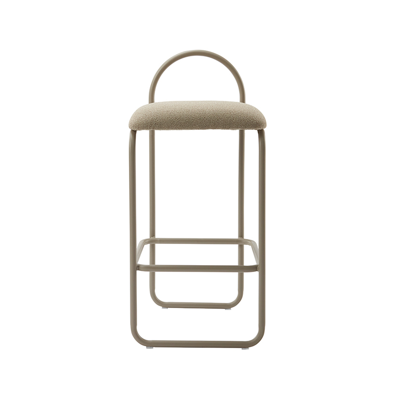 Tabouret haut ANGUI H 65 Taupe bouclé AYTM