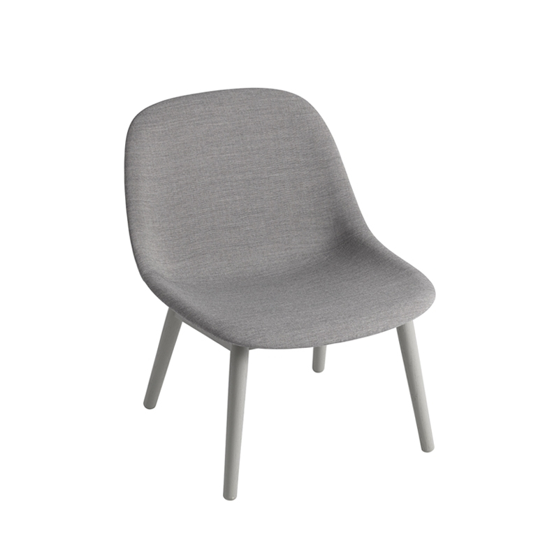 Fauteuil FIBER LOUNGE Coque tissu/ pieds bois Gris 133/ gris MUUTO